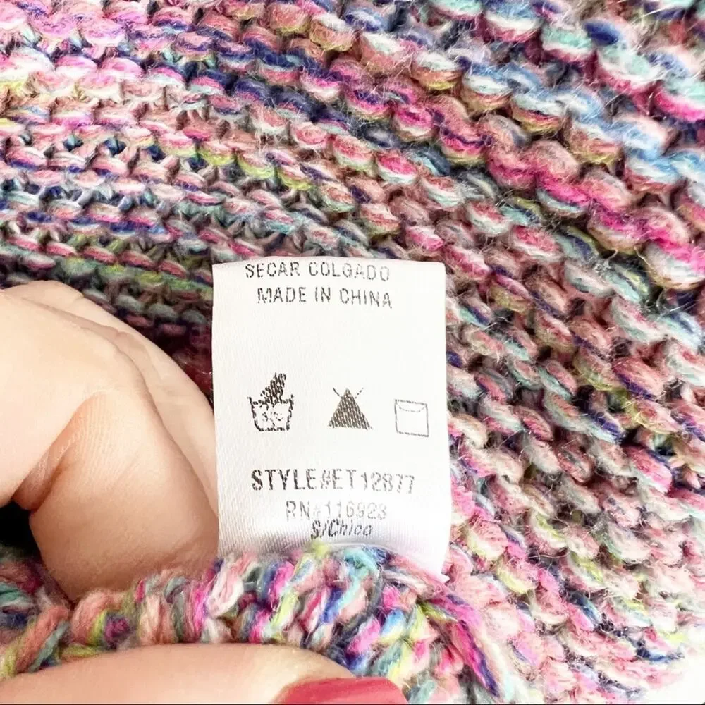 Easel Multicolor Space Dye Slouchy Loose Knit Oversized Sweater Small - Picture 9 of 10